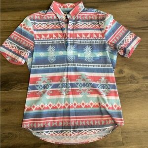 Chubbies Weekend Wear Pineapple Aztec Print Short Sleeve Shirt